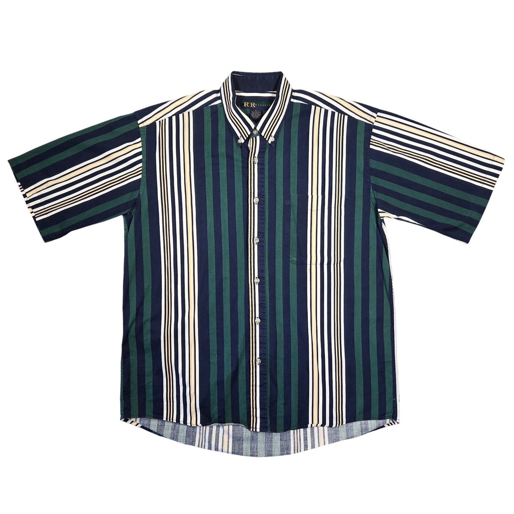 Vtg Eclectic Shirt Mens L Casual Retro Striped Punk Grunge‎ Grandpa Fisherman